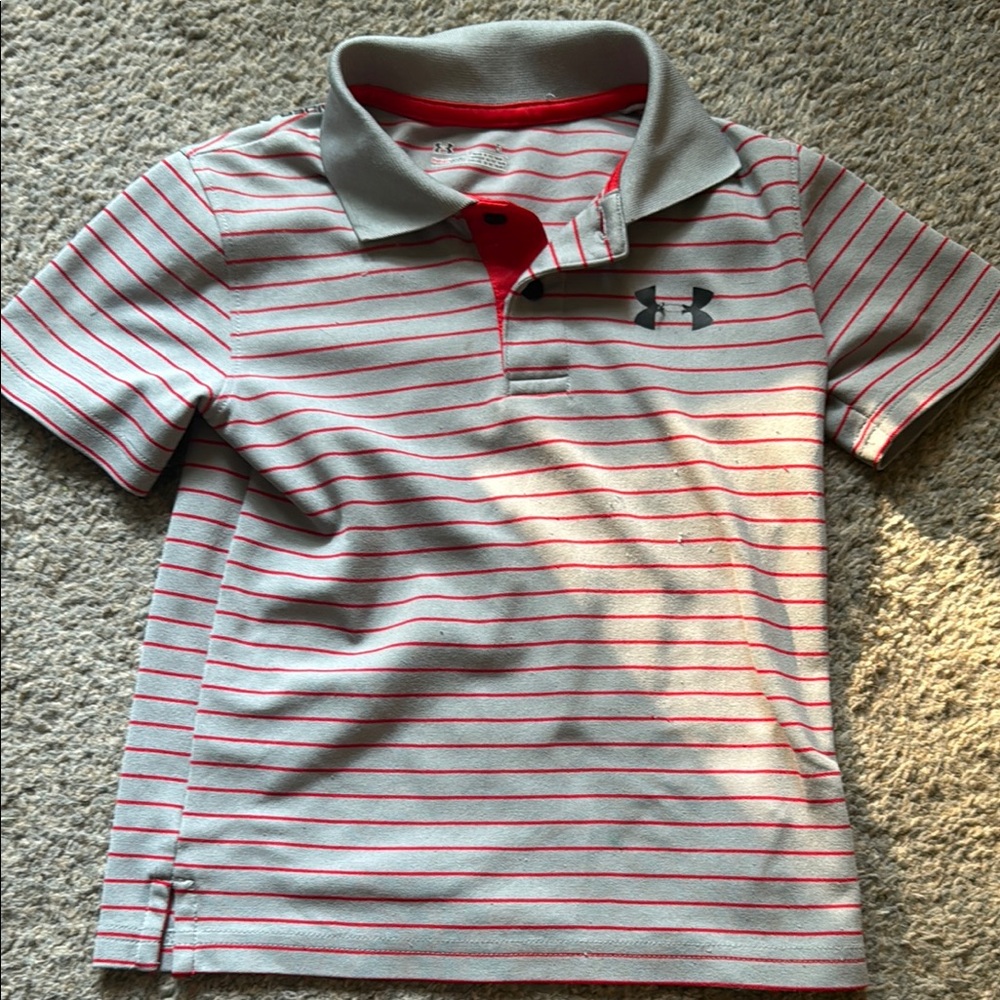 Under Armour Red and Gray Polo Shirt Performance Design